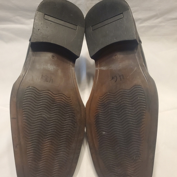 Kenneth Cole Reaction Bottoms Away Loafers Black Leather Chrome Accent Size 12 - Picture 15 of 16